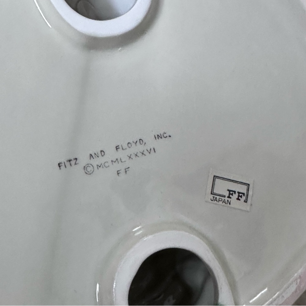 Vtg Fitz And Floyd 9.5" Ceramic Santa With Sack & Toys Footed Compote Bowl - Picture 8 of 8